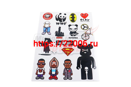 Наклейки: WWF, MLGB. Hi Panda, Supreme и др.  MV22A4C054 (15 элементов)(21х30)