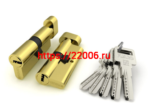 Цилиндровый механизм Fuaro (Фуаро) с вертушкой R602/60 mm (25+10+25) PB латунь 5 кл.