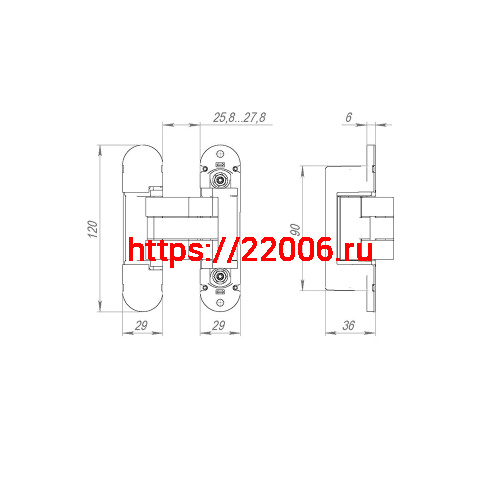 Петля Armadillo (Армадилло) скрытой установки U3D8000.VPG BL черный TECH фото 6