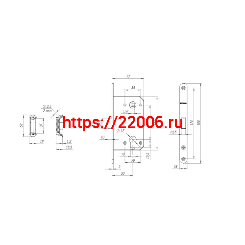 Корпус Fuaro (Фуаро) врезного замка MAGNM85C-50 (M85C-50) BL черный фото 3