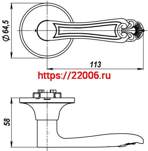 Ручка Fuaro (Фуаро) защелка DK637/BL CP-BK (637/BL СP-B) (фик.) хром фото 2