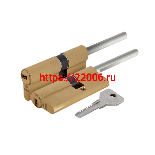 Цилиндровый механизм Cisa (Чиза) под вертушку (дл. шток) ASIX OE307-07.00 (60 мм/25+10+25), ЛАТУНЬ