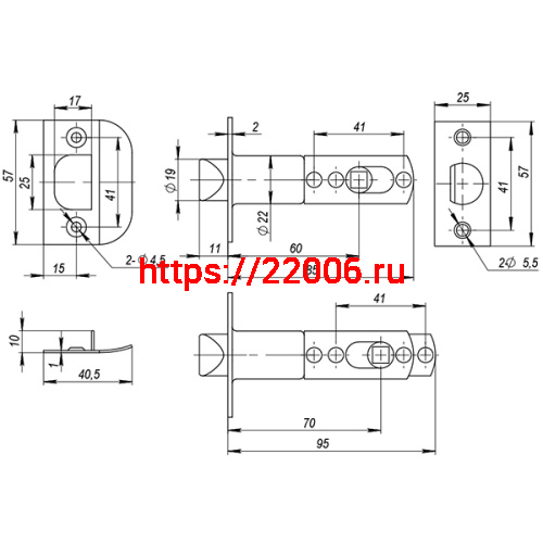 Ручка Ajax (Аякс) защелка DK610 CP-BK (6010 CP-B) (фик.) хром фото 3