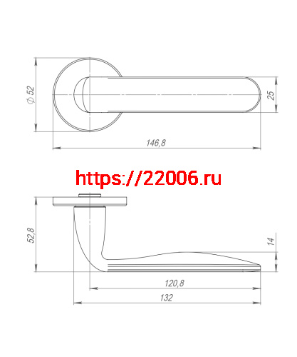 Ручка Punto (Пунто) раздельная R.ARC.R52.EXTRA SN-3 мат.никель фото 3