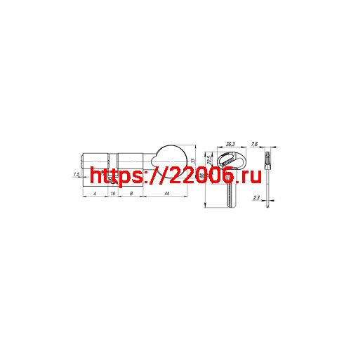 Цилиндровый Fuaro (Фуаро) механизм (D-PRO502/70) D-PRO5002Knob70(30+10+30) BL черный 5Key фото 3