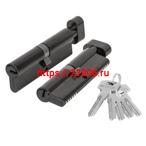 Цилиндровый Fuaro (Фуаро) механизм (200 ZM/100) 2000ZM Knob 100 (60+10+30) BL-24 черный 5Key с вертушкой