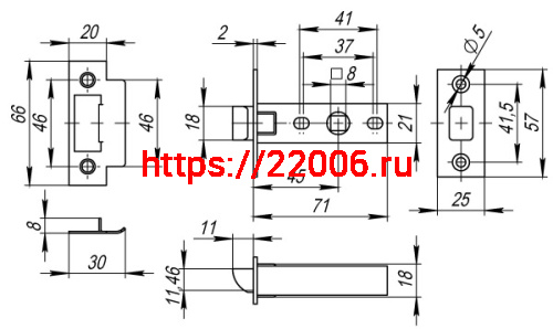 Защелка Fuaro (Фуаро) врезная PLASTP12-45-25 GR графит фото 3
