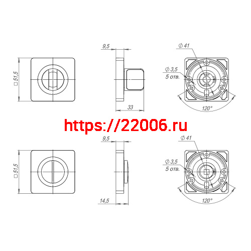 Ручка Ajax (Аякс) поворотная BK6.K.JK51 (BK6 JK) GR-23 графит фото 3