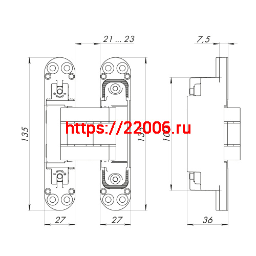 Петля Armadillo (Армадилло) скрытой установки U3D7800.VPG SG мат. золото TECH фото 4