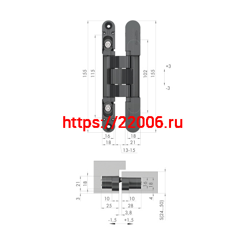 Петля Armadillo (Армадилло) скрытой установки U3D2400.VPG BL черный TECH фото 2